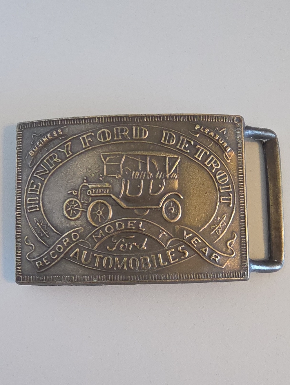 Vintage Henry Ford Detroit Automobiles Model T Belt Buckle